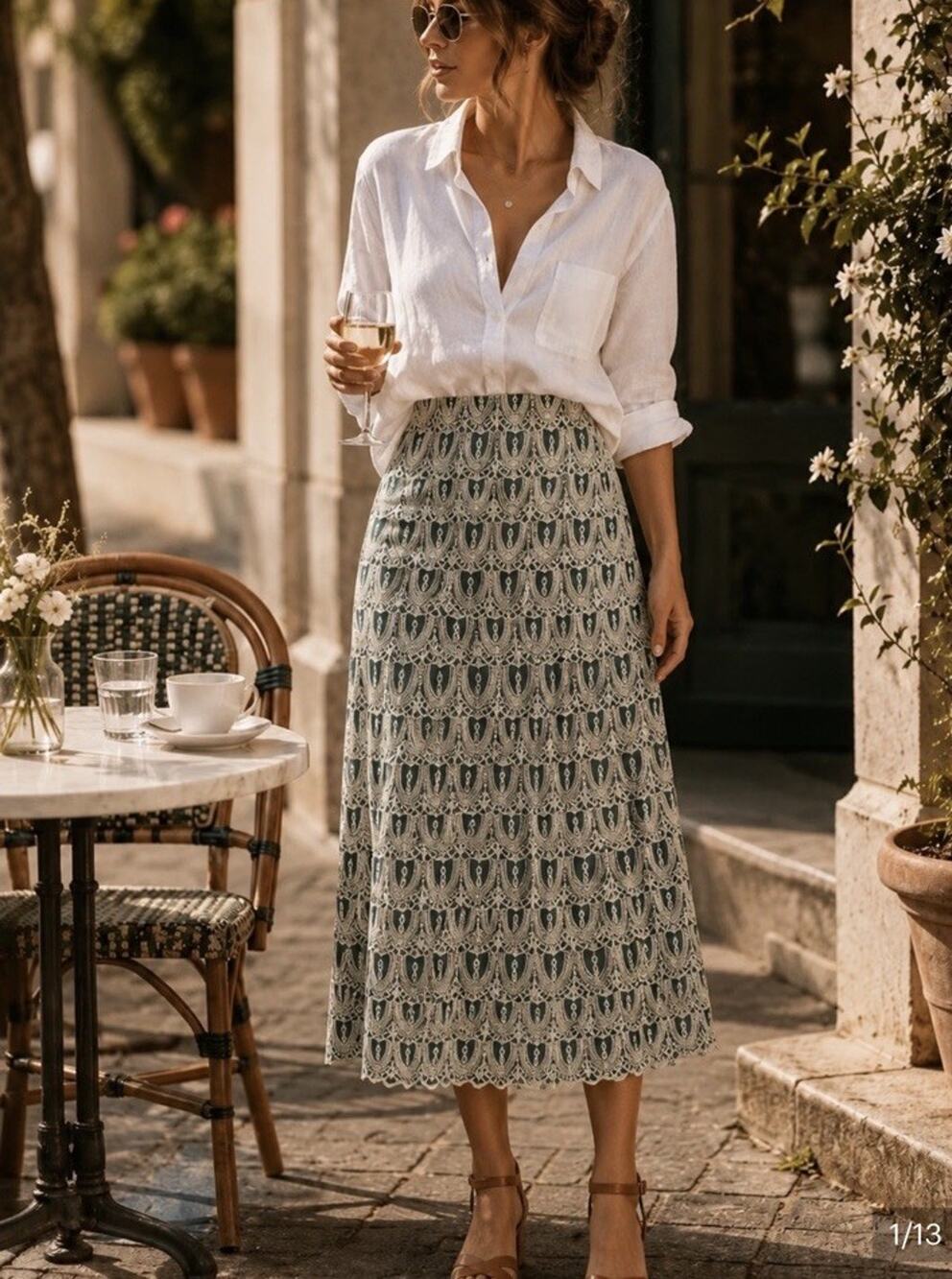 NWT Laffaire Los Angeles Medium Embroidered Tiered Eyelet Maxi Skirt Blue